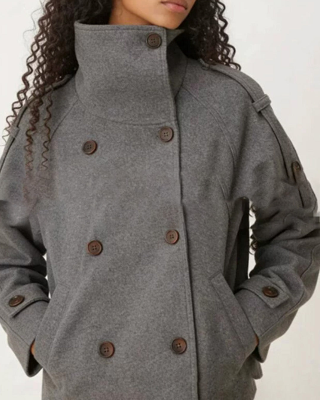 Manteau croisé Rhea à col montant