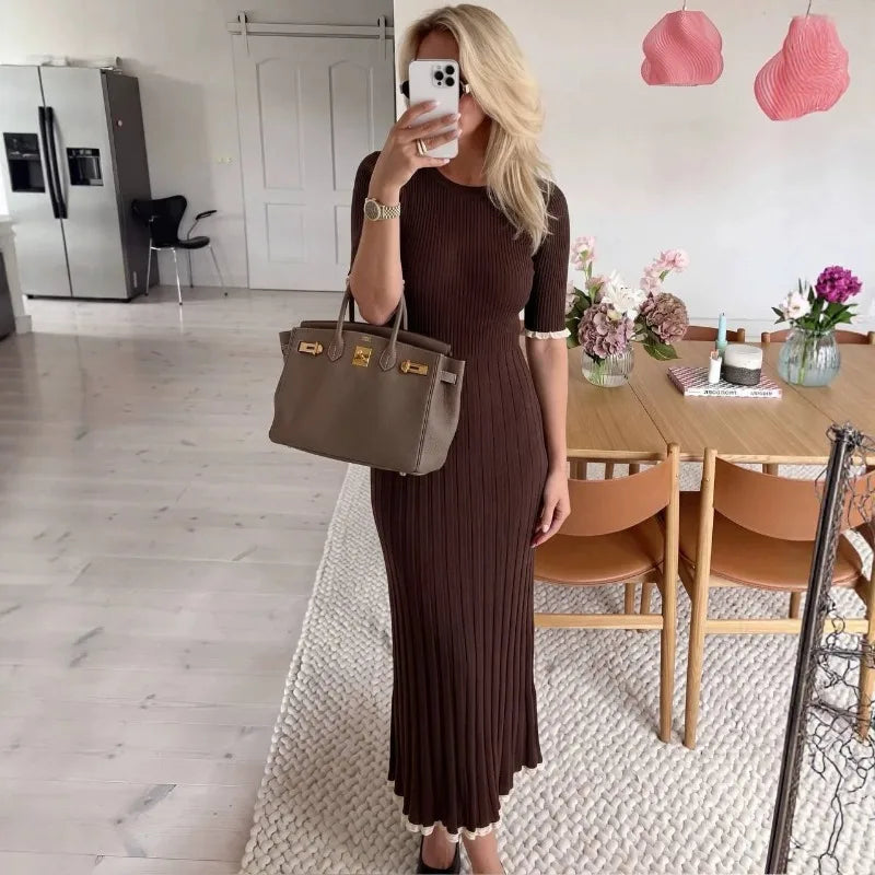 Robe midi en maille côtelée Eliane