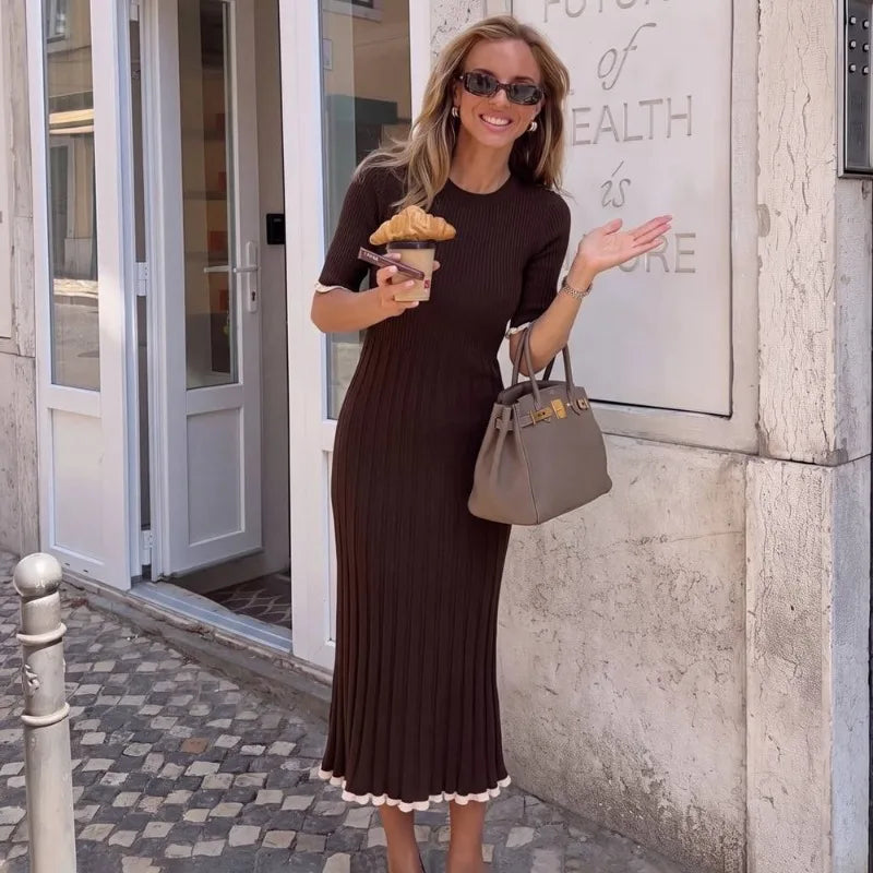 Robe midi en maille côtelée Eliane