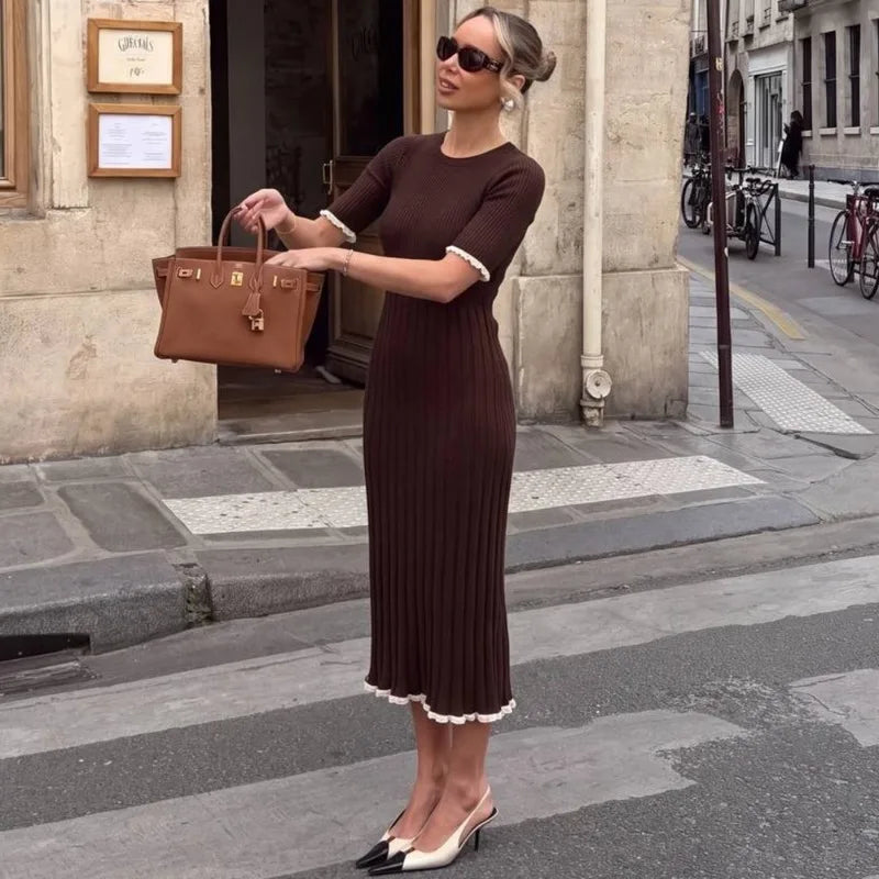Robe midi en maille côtelée Eliane