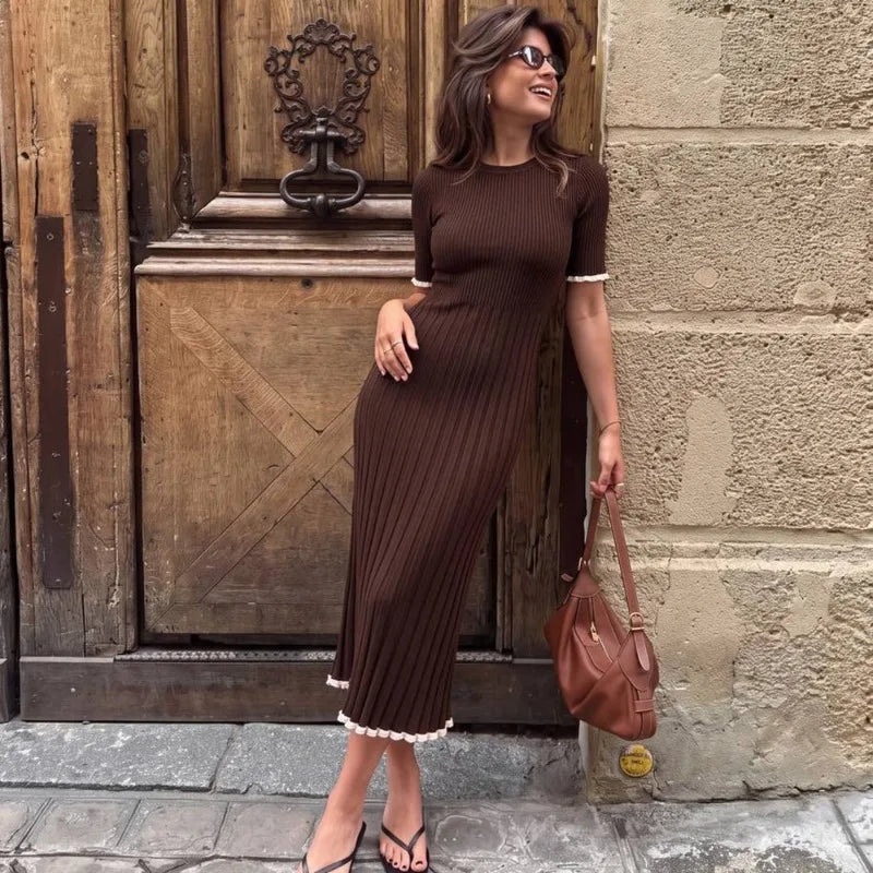 Robe midi en maille côtelée Eliane