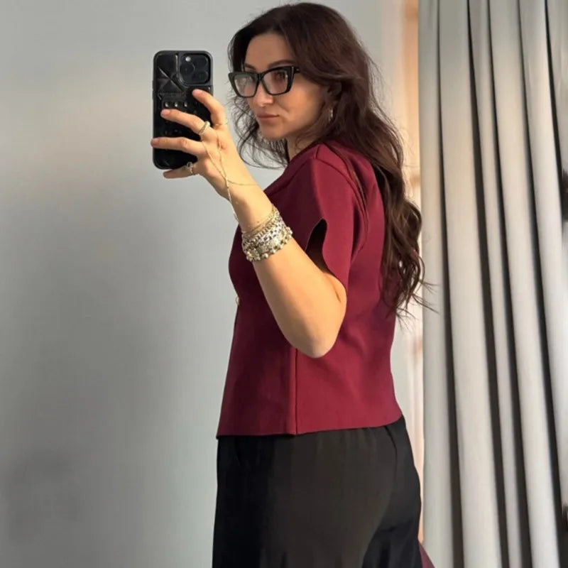 Gilet boutonné côtelé à col en V