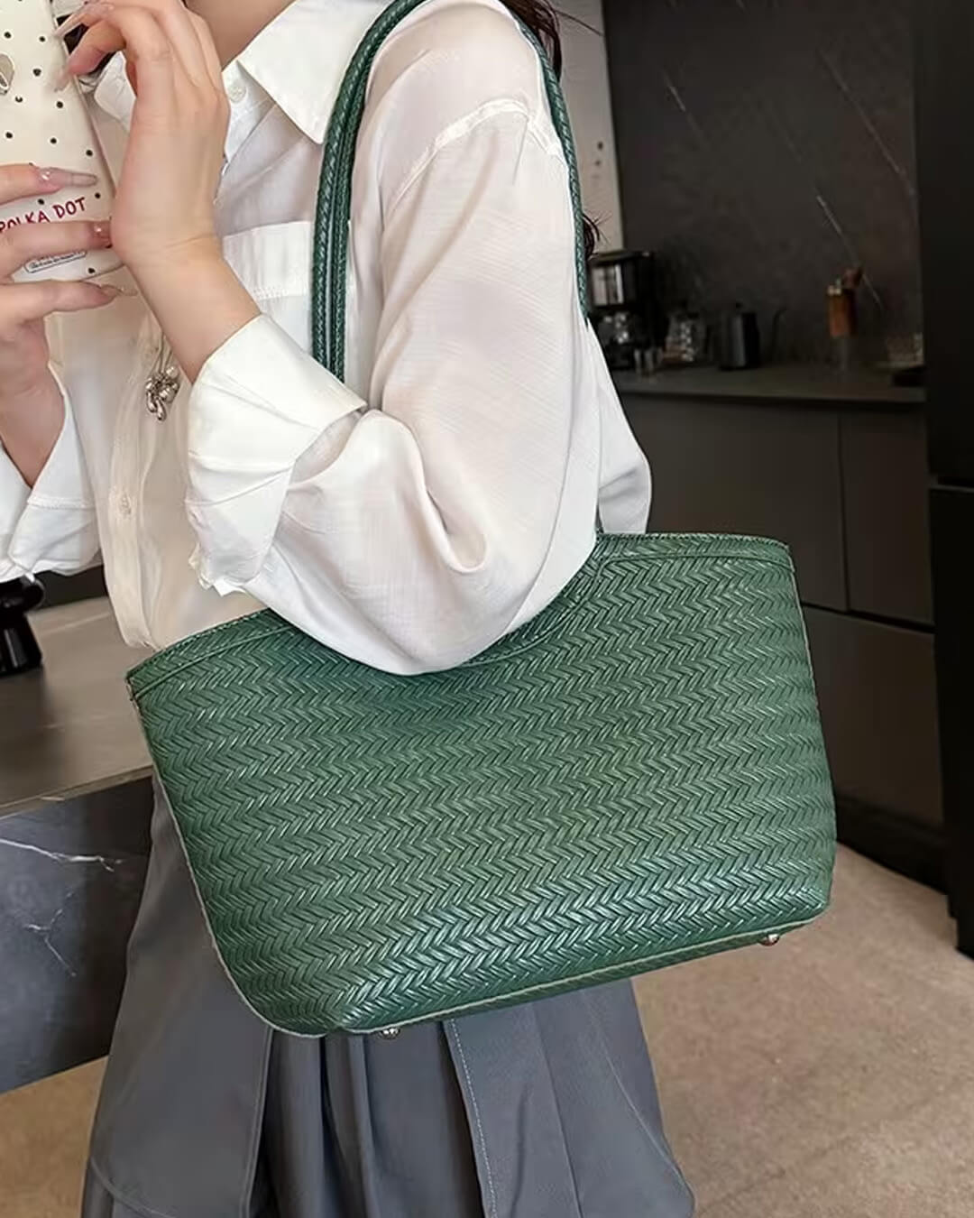 Sac tressé en similicuir Rica