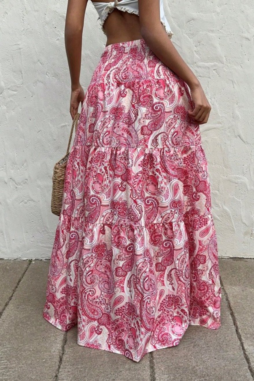 Jupe longue Riley à taille élastique et motif cachemire
