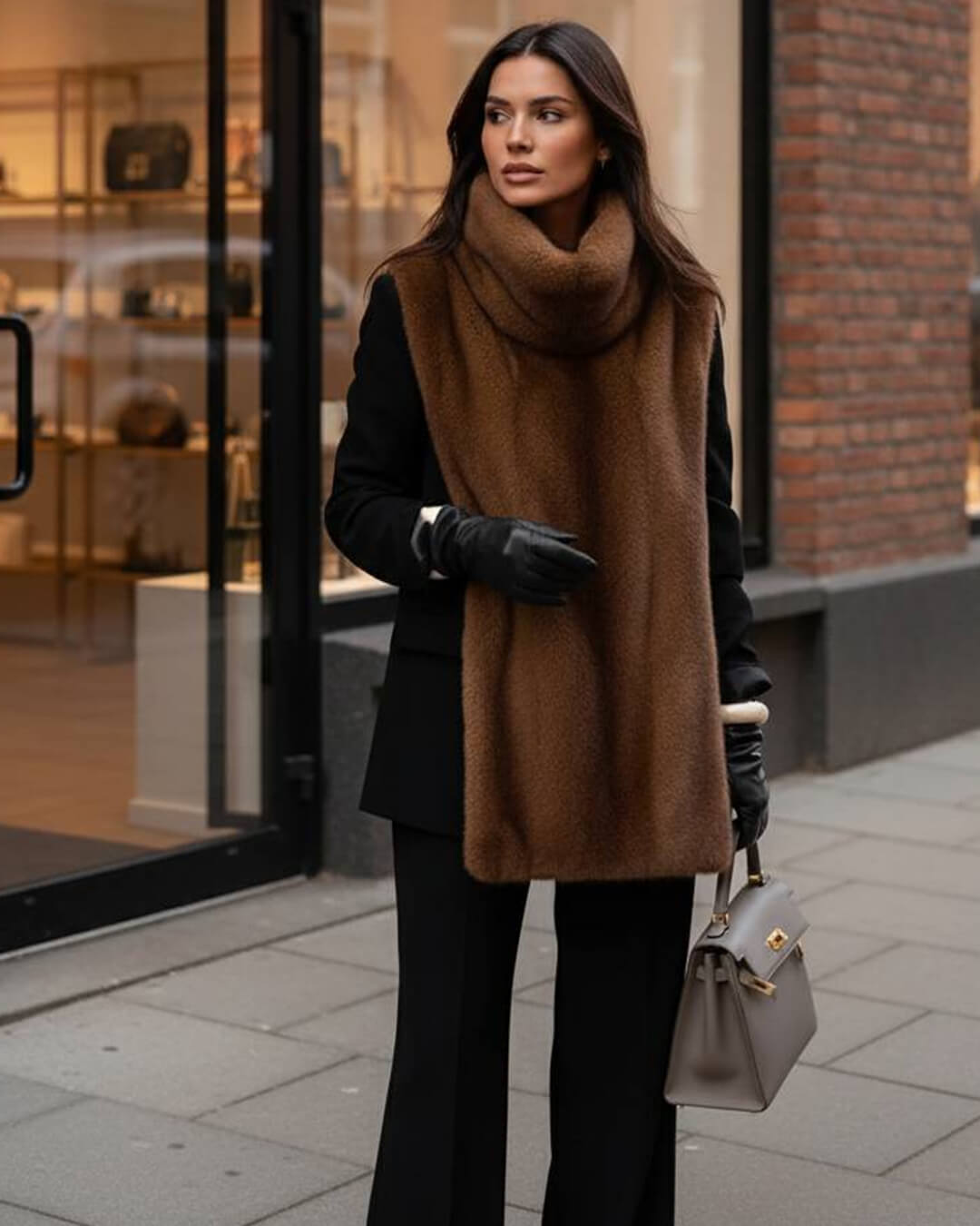 Gilet à col roulé en fausse fourrure Rina