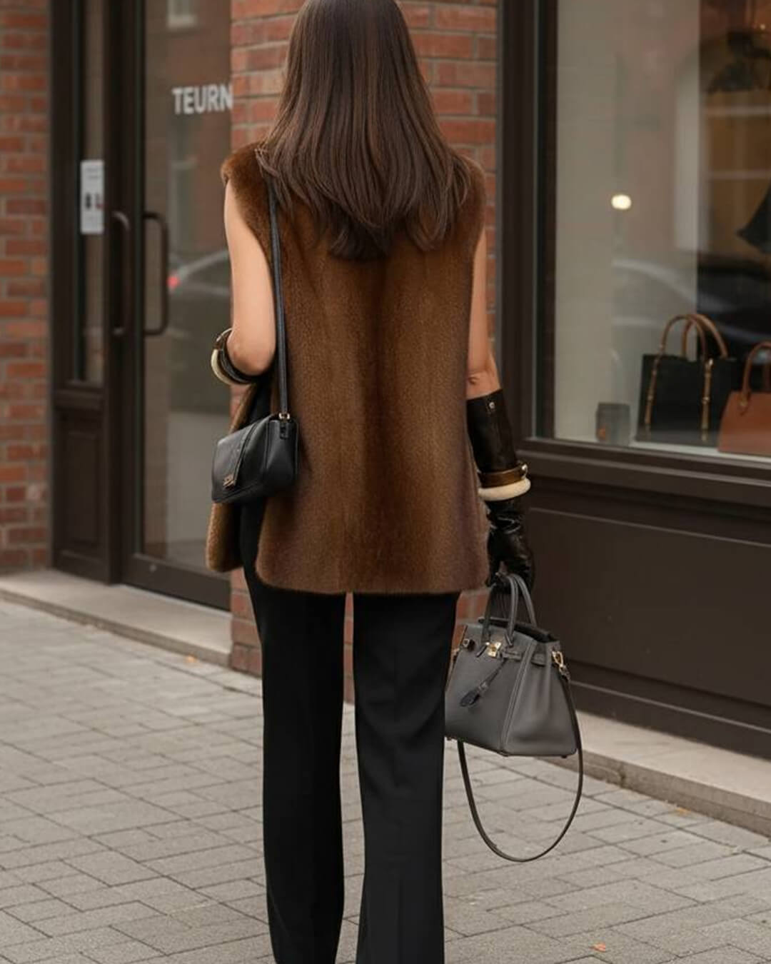 Gilet à col roulé en fausse fourrure Rina