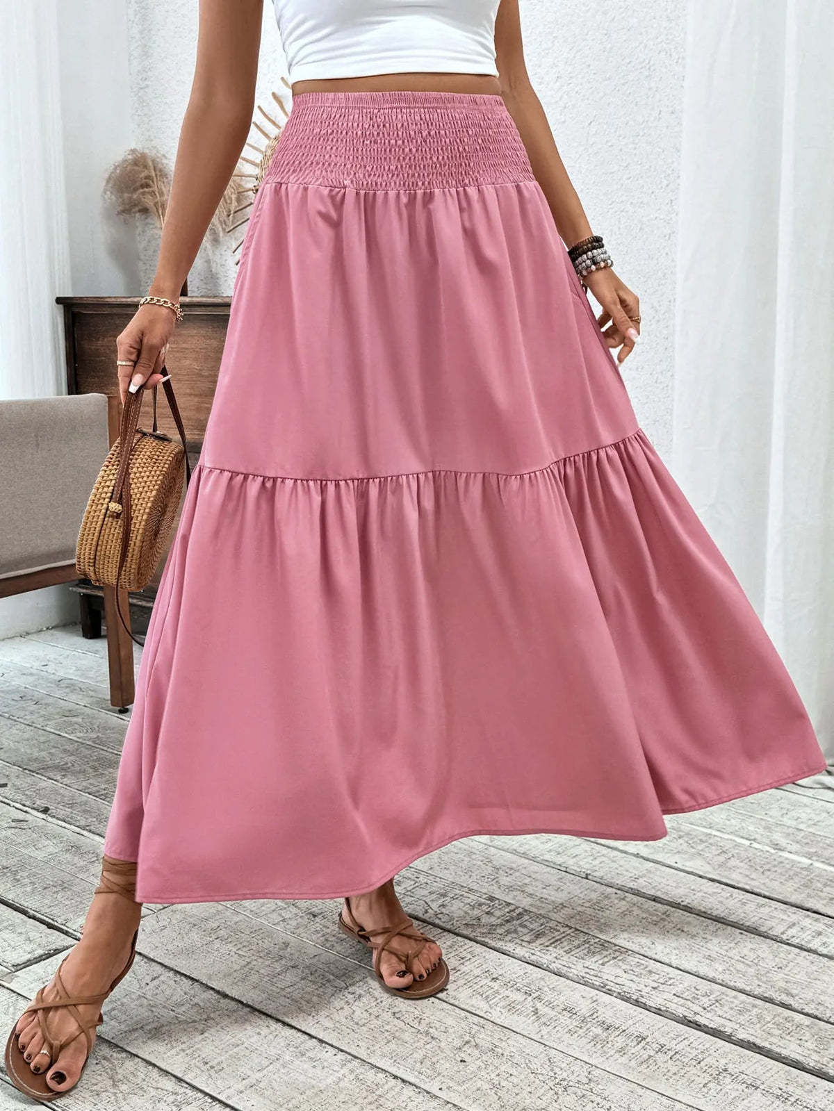 Jupe longue Rivka de style bohème à motif floral
