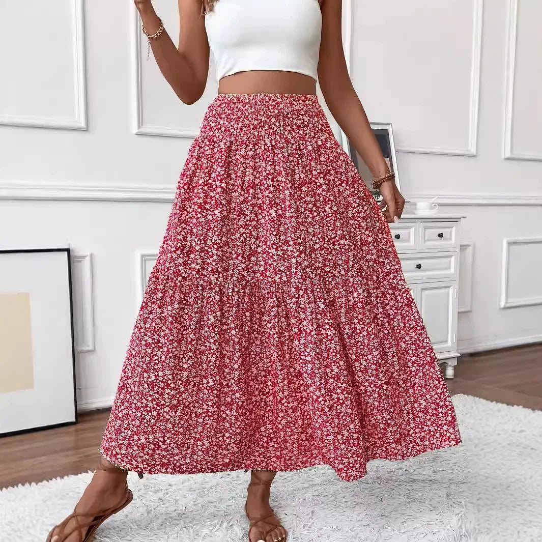 Jupe longue Rivka de style bohème à motif floral