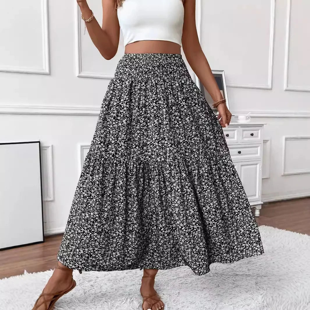 Jupe longue Rivka de style bohème à motif floral