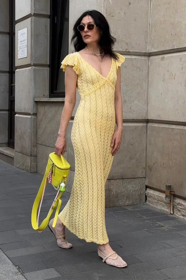 Robe midi en maille Roan à volants