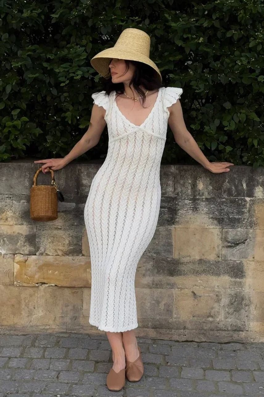 Robe midi en maille Roan à volants