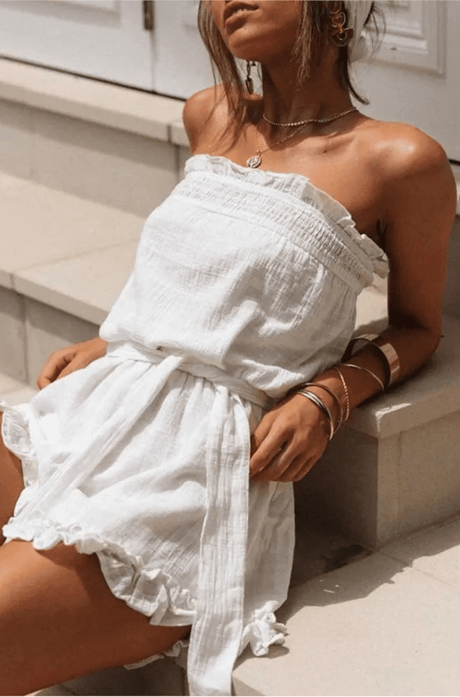 Beatrice Belted Tube Top Jumpsuit