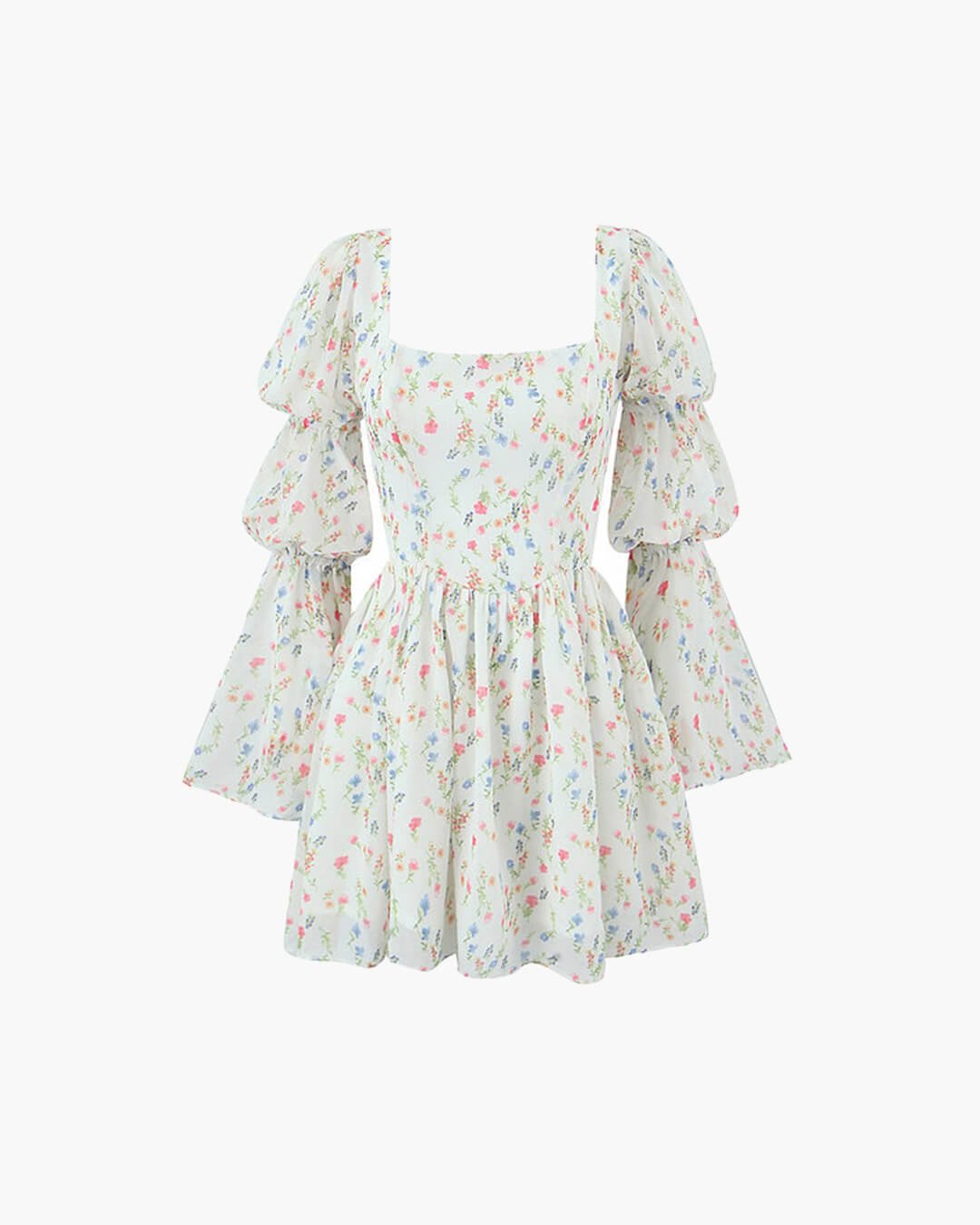 Mini-robe Rose à épaules dénudées et volants