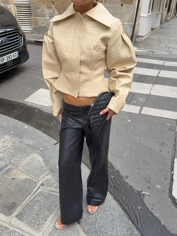 Veste Rosette en similicuir effet autruche