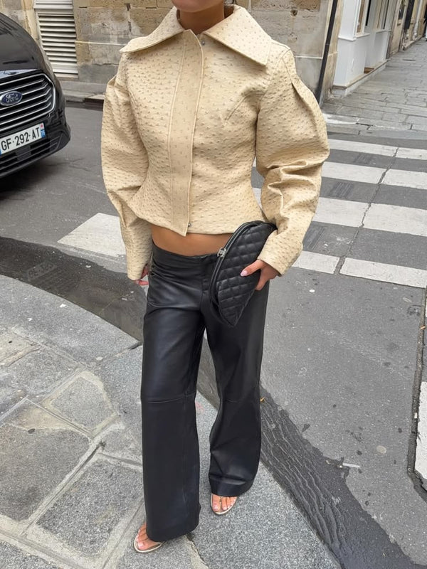 Veste Rosette en similicuir effet autruche