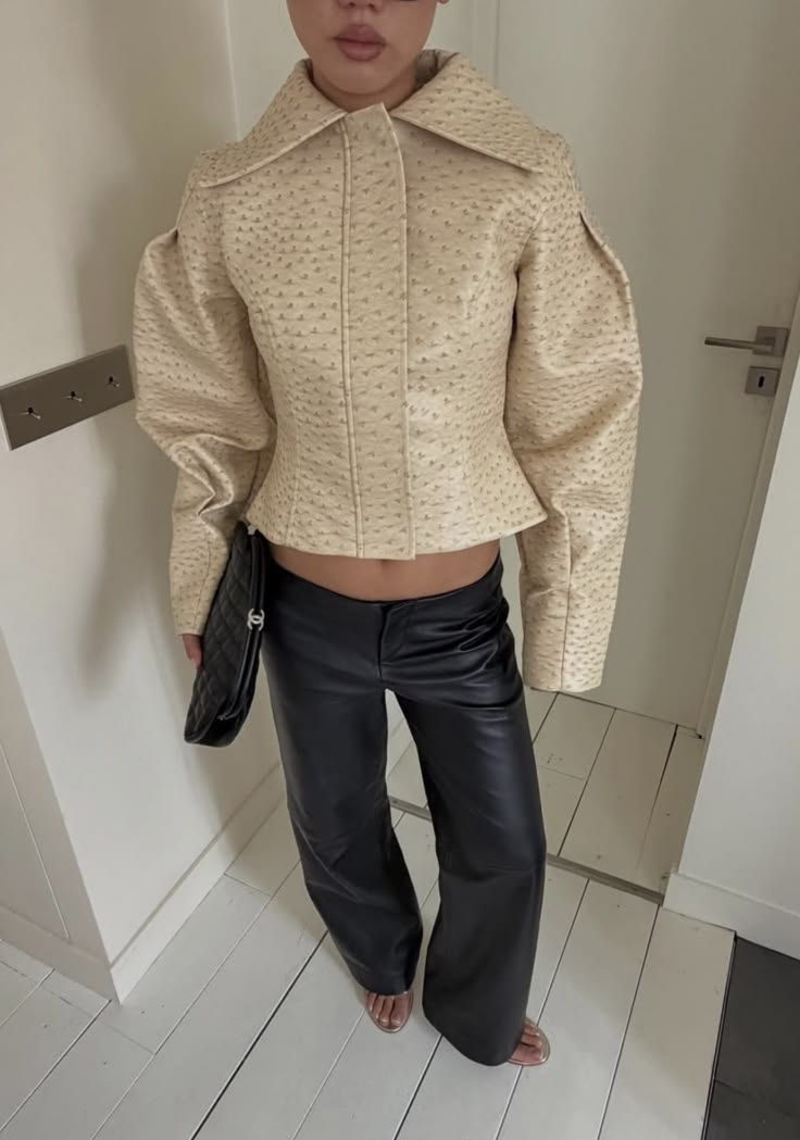 Veste Rosette en similicuir effet autruche