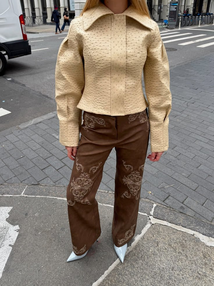 Veste Rosette en similicuir effet autruche