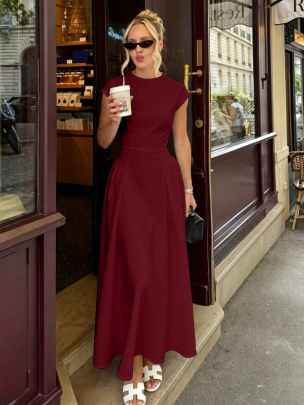 Robe longue Ruby évasée à manches courtes