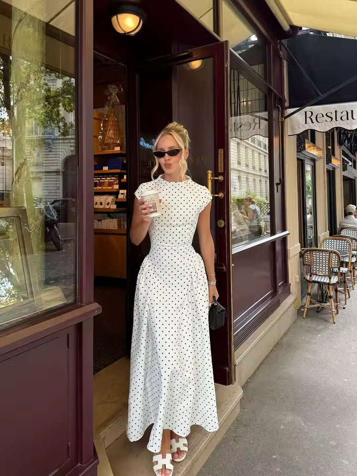 Robe longue Ruby évasée à manches courtes