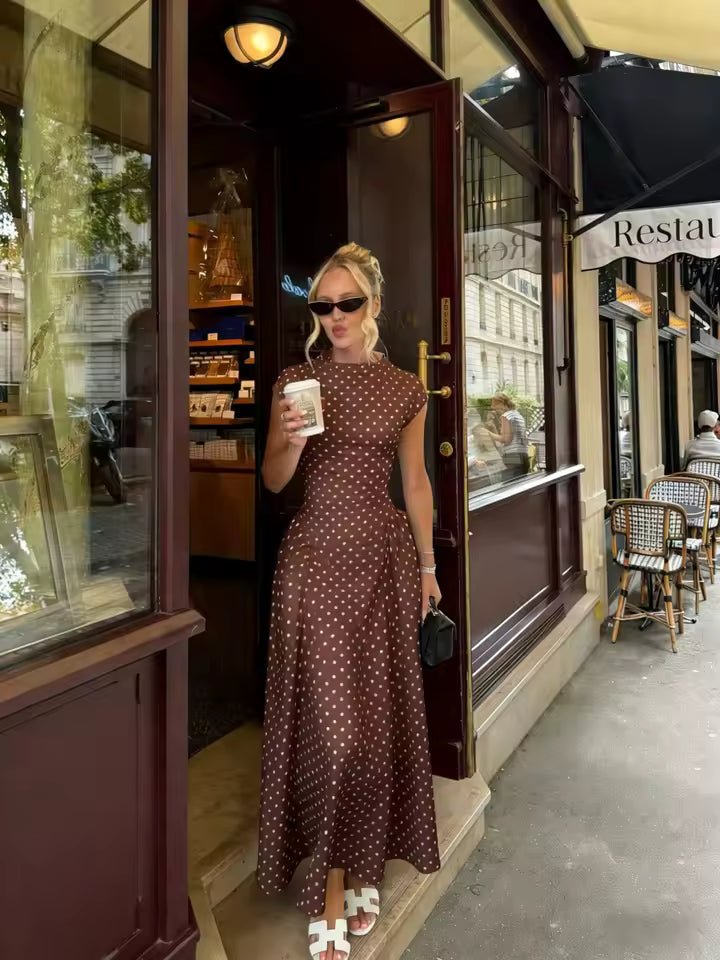 Robe longue Ruby évasée à manches courtes