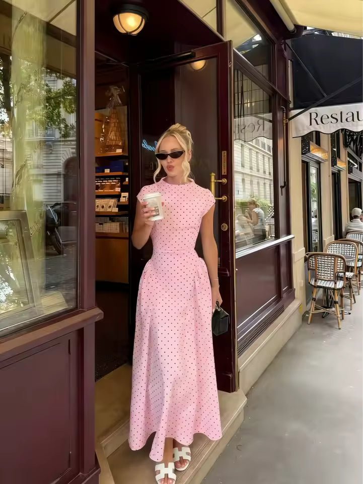 Robe longue Ruby évasée à manches courtes