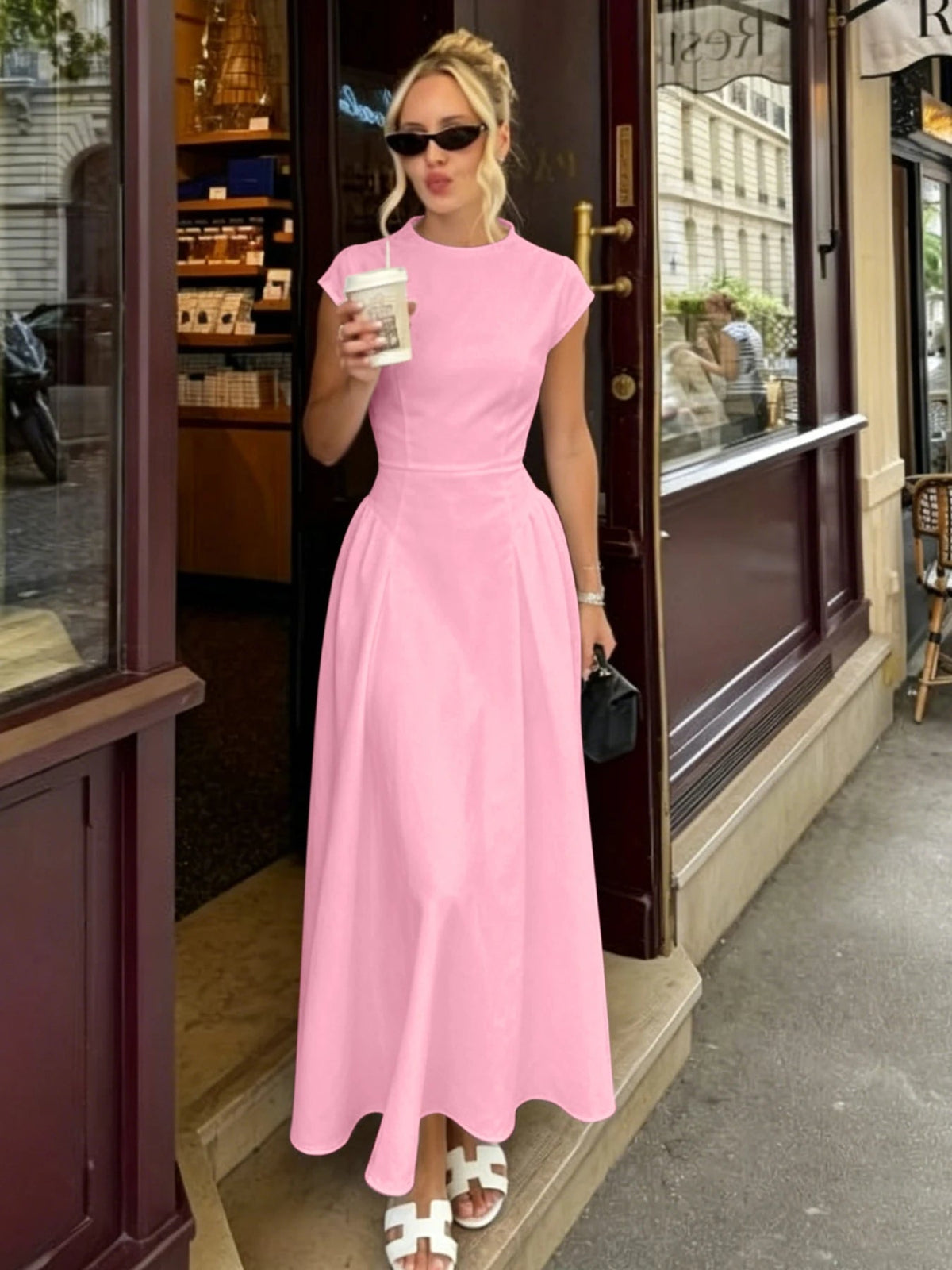 Robe longue Ruby évasée à manches courtes