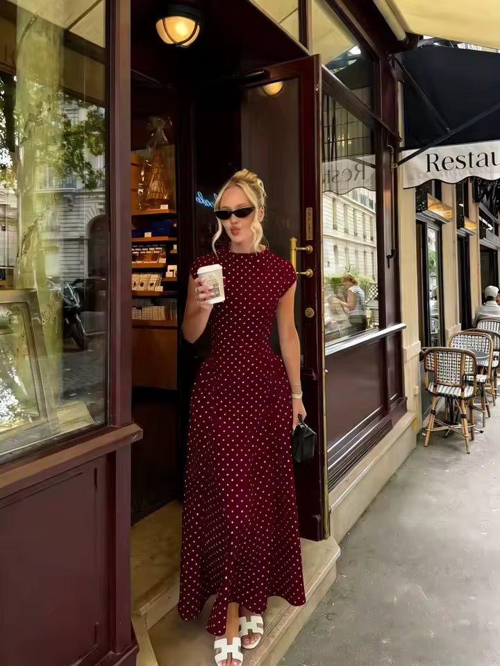 Robe longue Ruby évasée à manches courtes