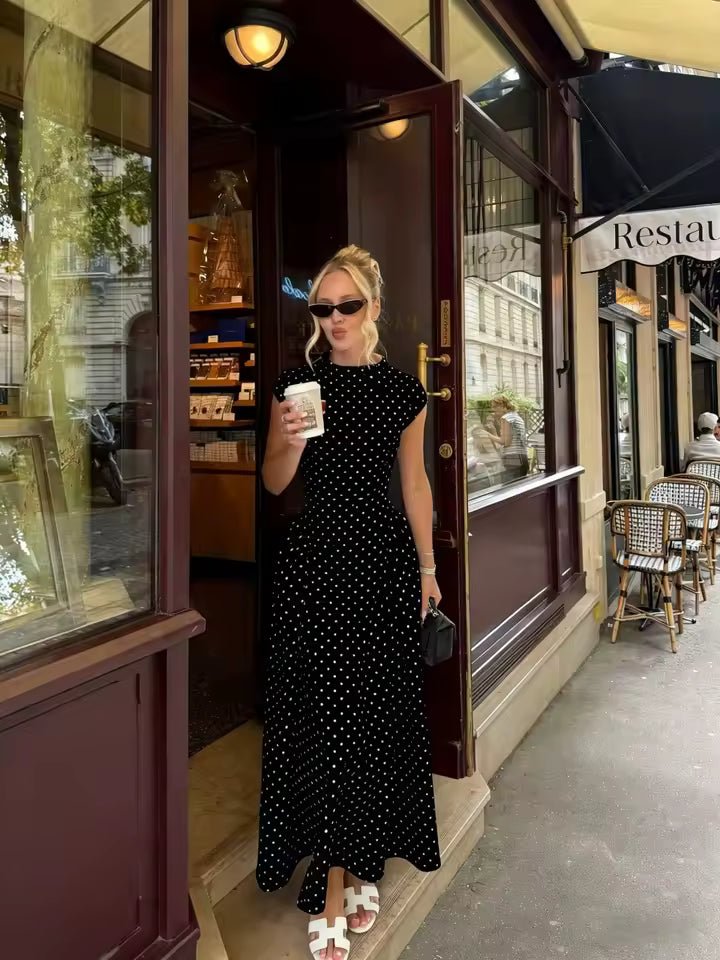 Robe longue Ruby évasée à manches courtes
