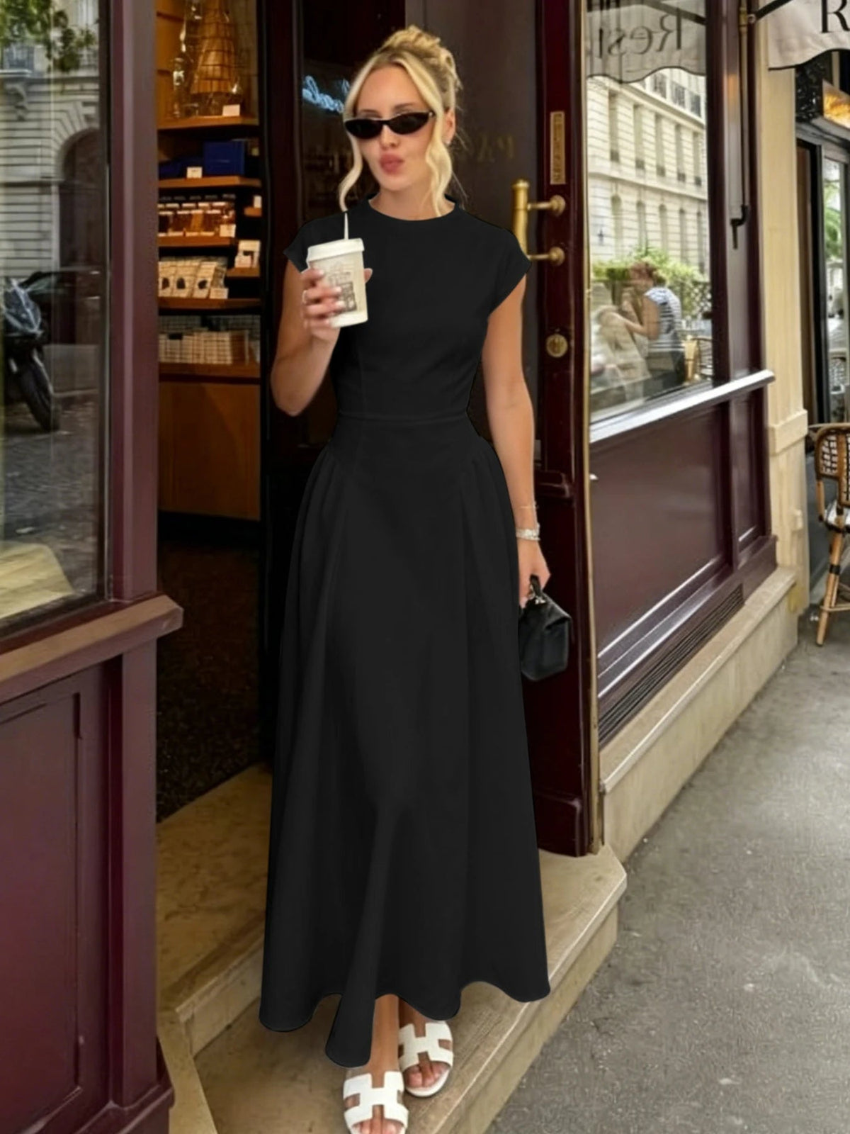 Robe longue Ruby évasée à manches courtes