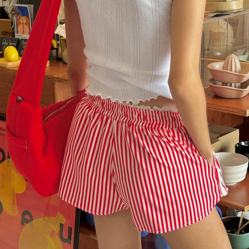 Short Ruby rayé à cordon de serrage