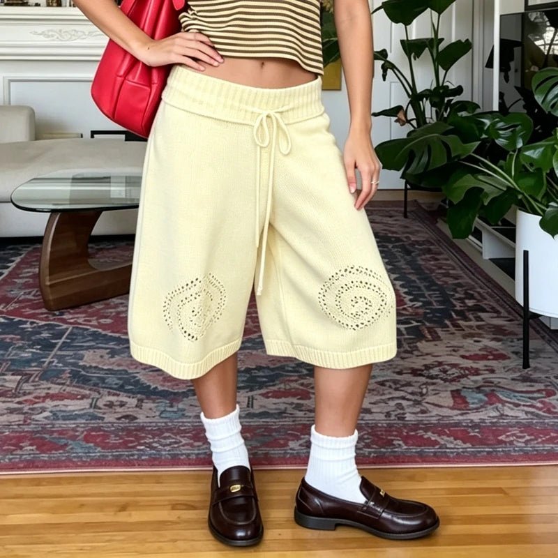 Sabina Knit Wide-Leg Culottes Shorts