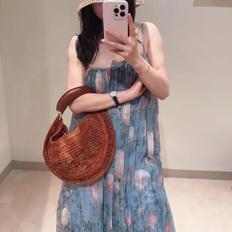 Sac tressé en forme de croissant Sabine