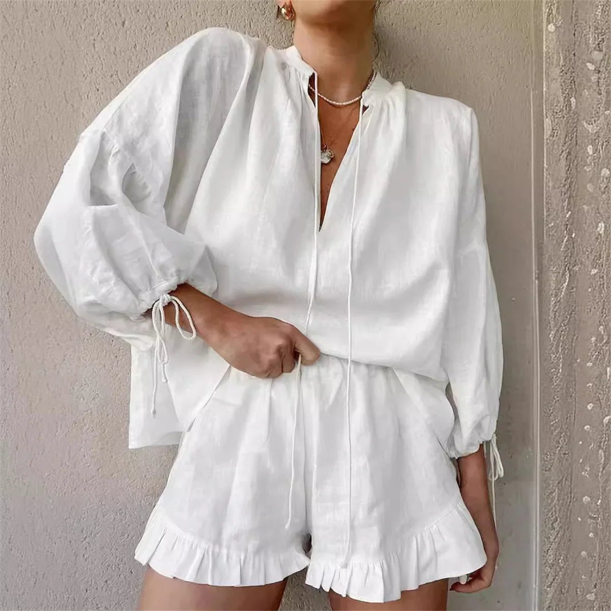 Ensemble Sabrina avec short à volants