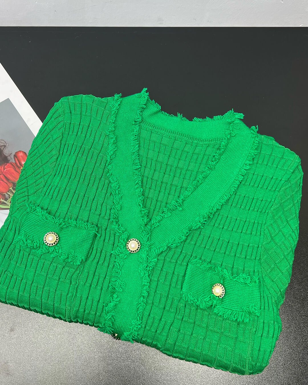 Sabrina V-Neck Knitted Sweater Dress