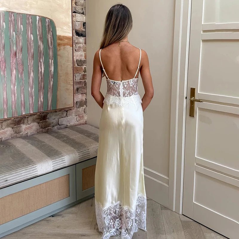 Sandra Lace V-Neck Maxi Dress