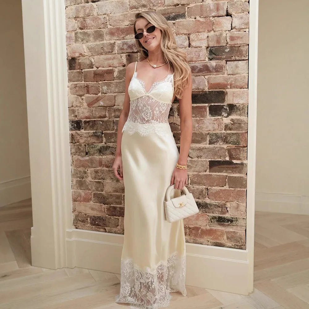 Sandra Lace V-Neck Maxi Dress