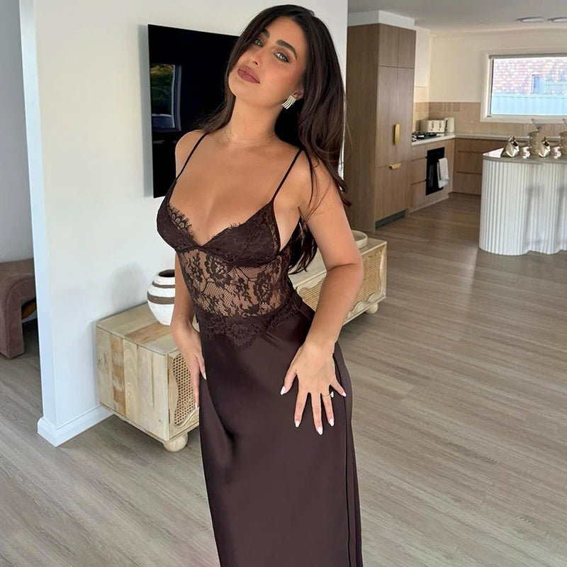 Sandra Lace V-Neck Maxi Dress