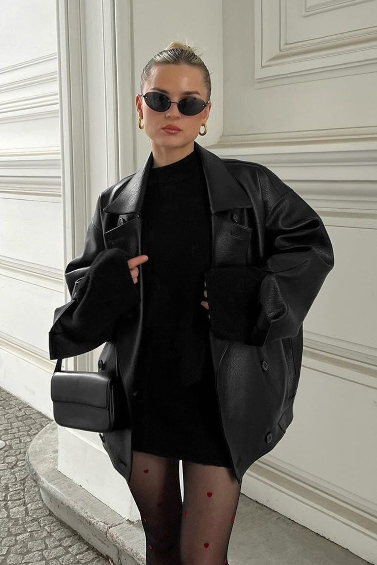 Manteau décontracté vintage en cuir Sandra