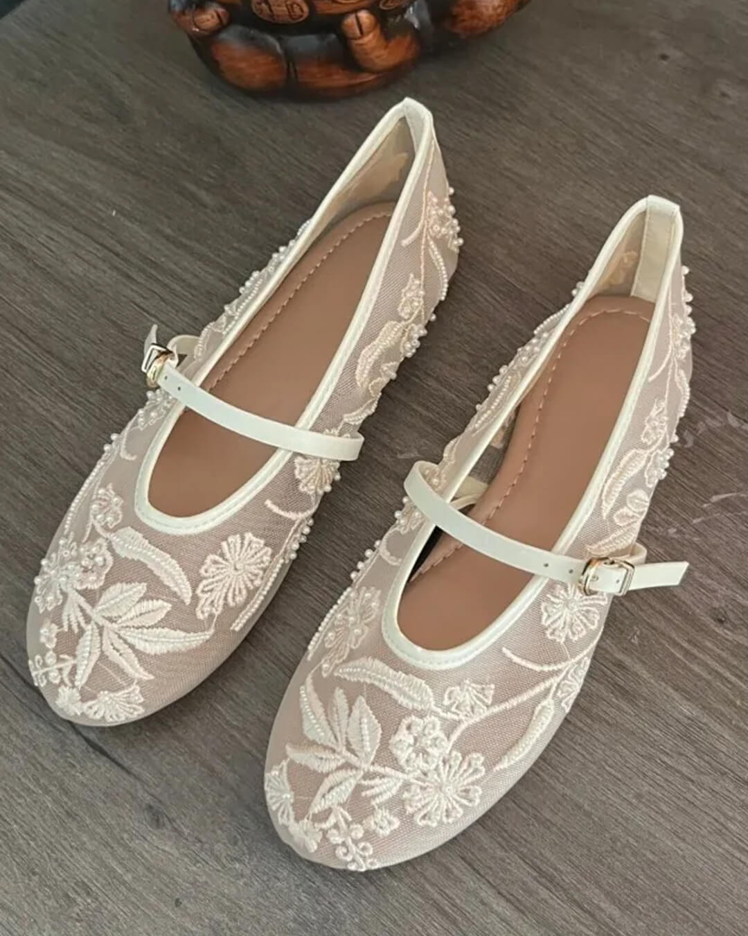 Ballerines en résille ornées de perles Sarah