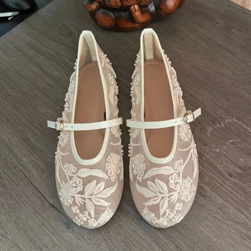 Ballerines en résille ornées de perles Sarah