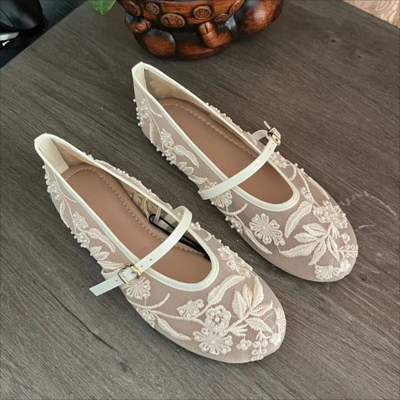Ballerines en résille ornées de perles Sarah