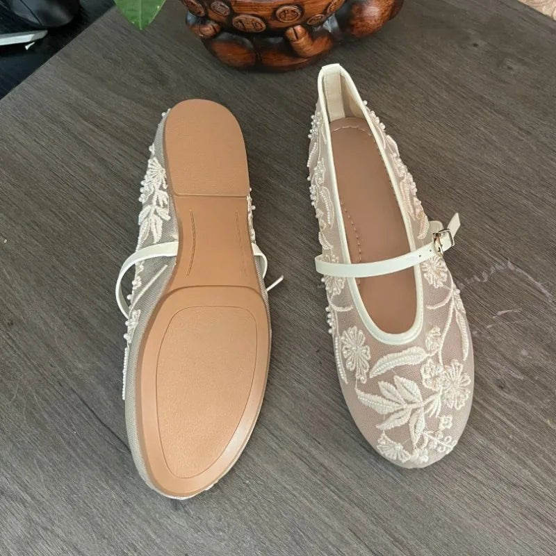 Ballerines en résille ornées de perles Sarah