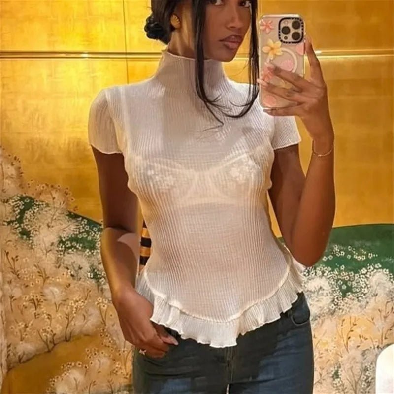T-shirt à col roulé côtelé Sarah