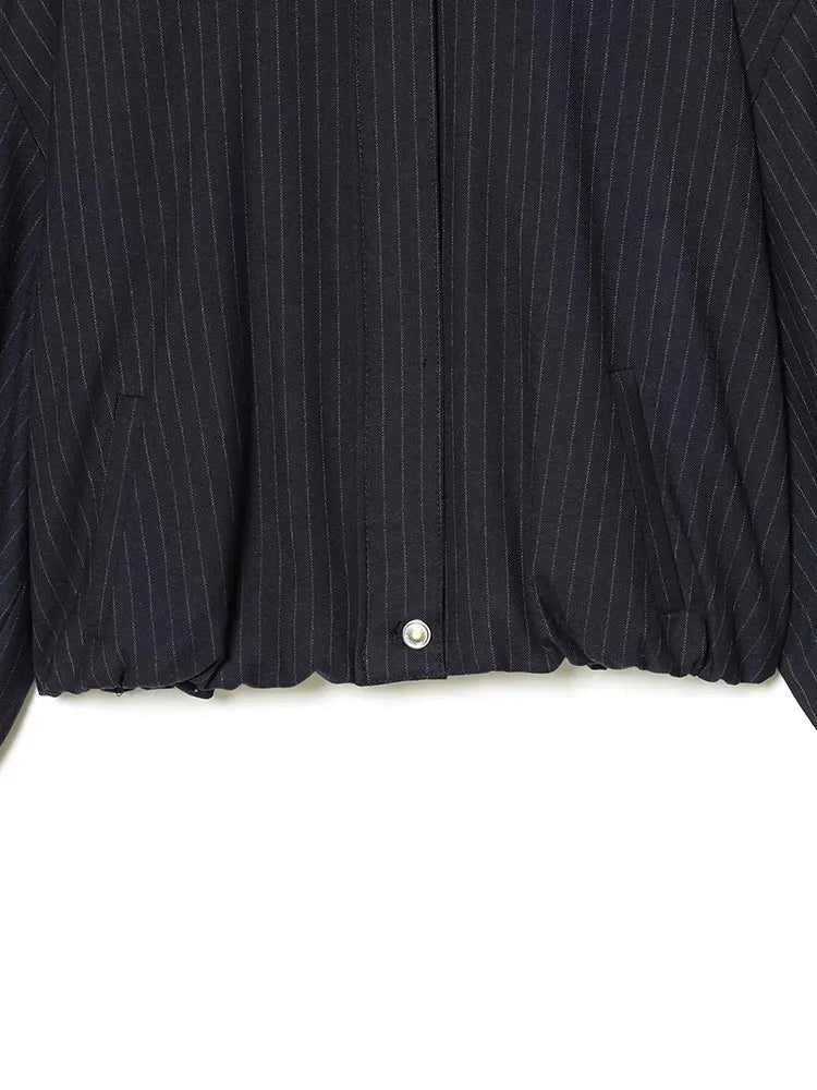 Veste Saskia rayée à col montant