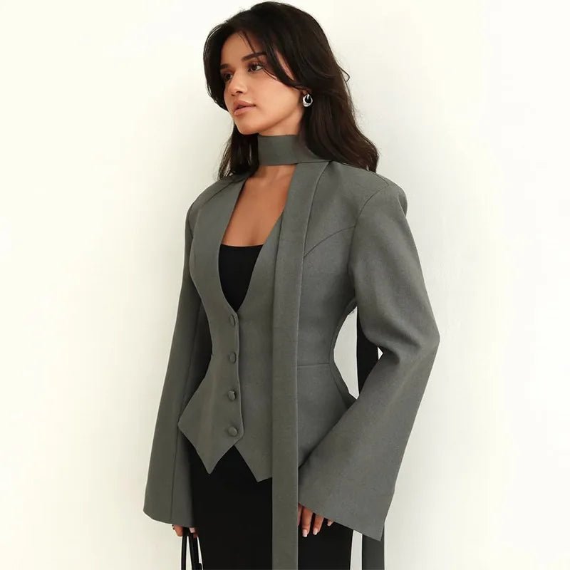 Manteau blazer à écharpe Scarlett