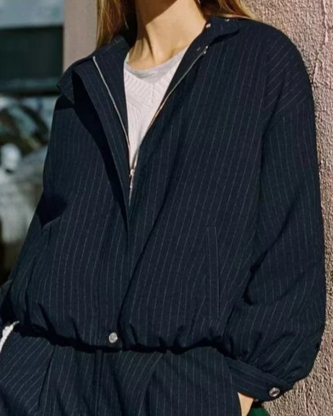 Veste rayée Selena à col montant