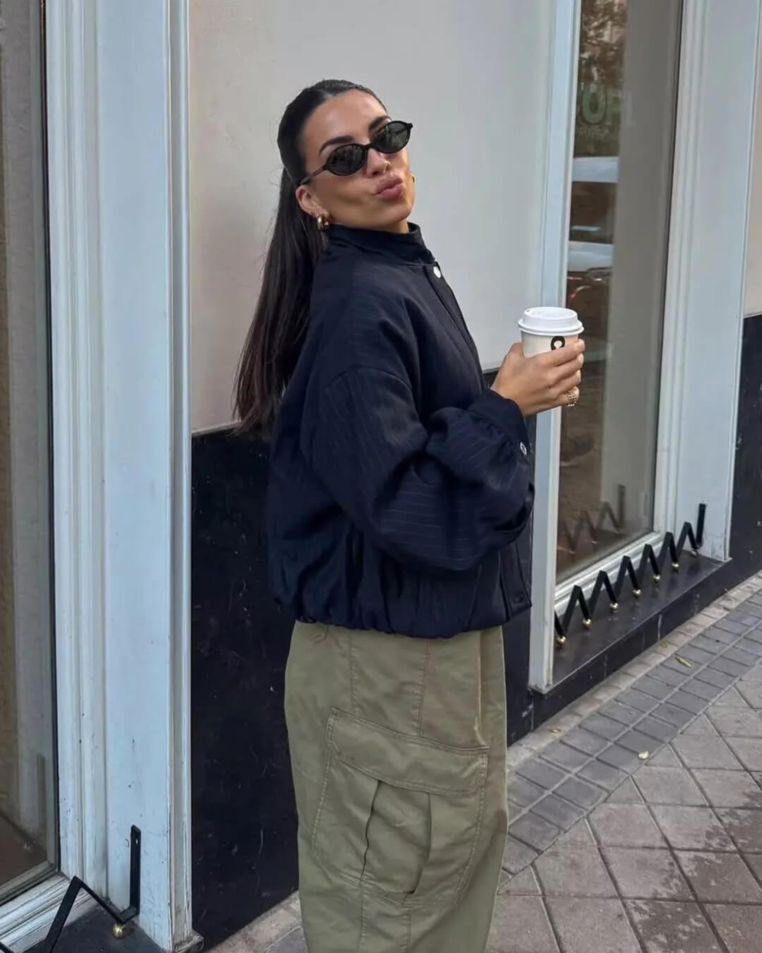Veste rayée Selena à col montant