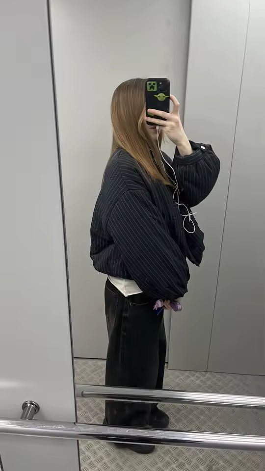 Veste rayée Selena à col montant