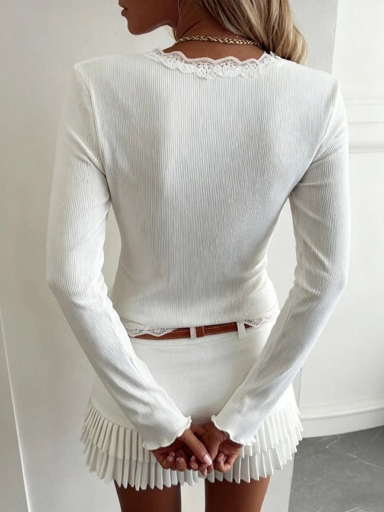 Cardigan court en maille et dentelle Sharon