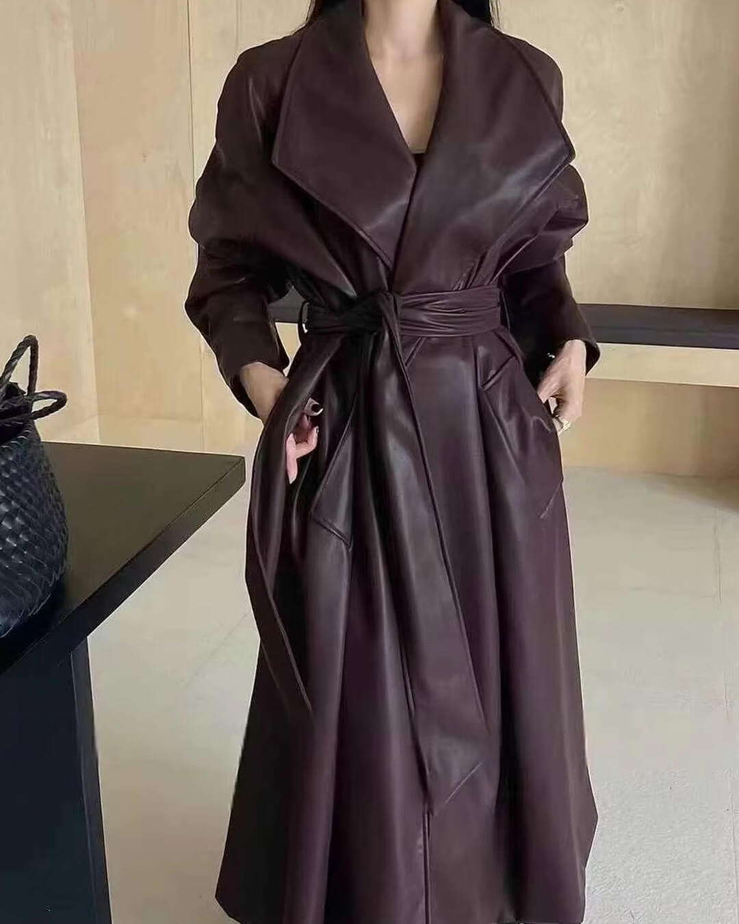 Trench maxi en simili cuir Shiela